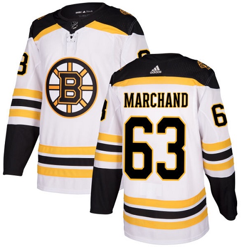 Herren Boston Bruins Eishockey Trikot Brad Marchand #63 Authentic Weiß Auswärts